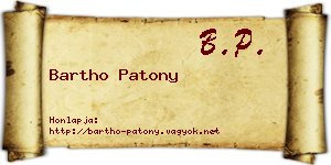 Bartho Patony névjegykártya